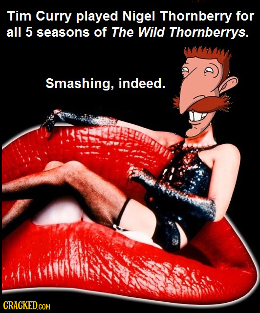 Tim Curry played Nigel Thornberry for all 5 seasons of The Wild Thornberrys. Smashing, indeed. CRACKED.COM 