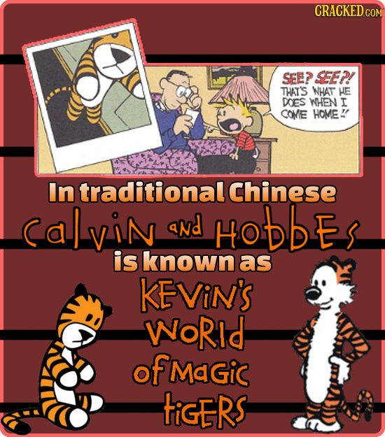 CRACKED COM SEE? SEE2 THAT'S NHAT HE DOES WHEN I CONIE HOME!! In traditionalchinese Lvin aNd HobbES is known as KEViN'S WoRId of MaGic tiGERS 