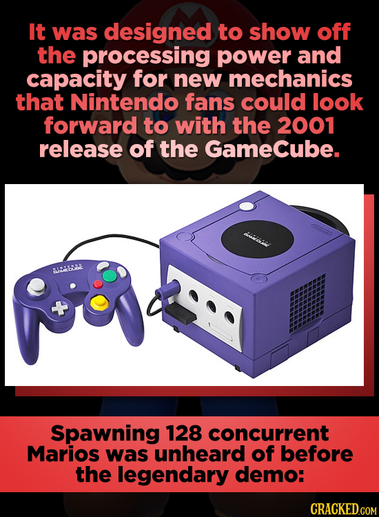 It was designed to show off the processing power and capacity for new mechanics that Nintendo fans could look forward to with the 2001 release of the