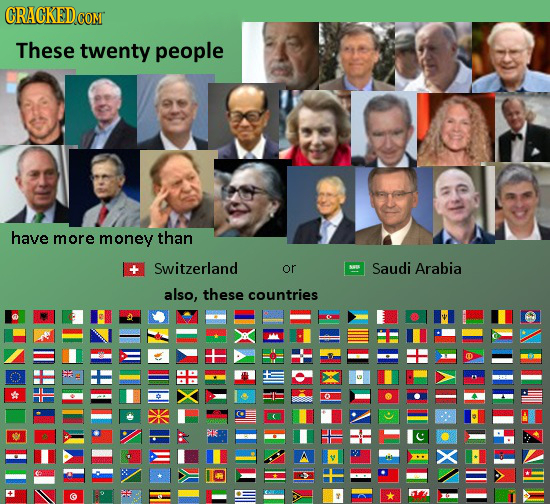 CRACKEDcO These twenty people have more money than Switzerland or Saudi Arabia also, these countries co C o