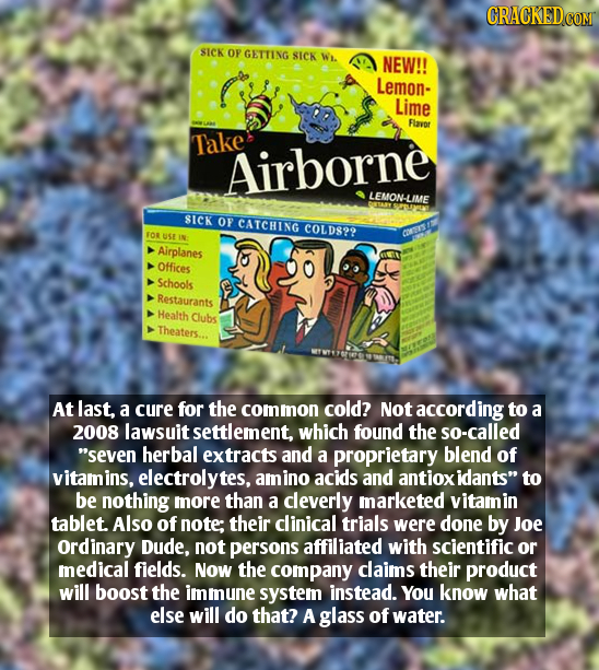 CRACKEDCON SICK OP GETTING SICK Wi. NEW!! Lemon- Lime Flavor Take Airborne LEMON-LIME SICK OF CATCHING C0LD829 FOR USE IN CURITT Airplanes Offices Sch
