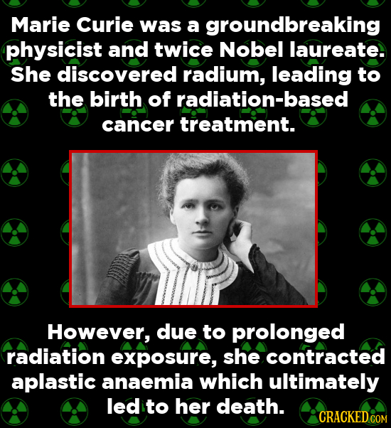 Marie Curie was a groundbreaking physicist and twice Nobel laureate. She discovered radium, leading to the birth of radiation-based cancer treatment. 