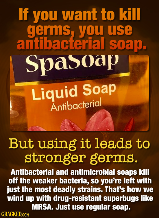 If you want to kill germs, you use antibacterial soap. Spasoap Liquid Soap Antibacterial But using it leads to stronger germs. Antibacterial and antim