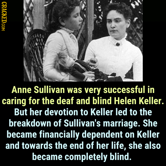 Anne Sullivan was very successful in caring for the deaf and blind Helen Keller. But her devotion to Keller led to the breakdown of Sullivan's marriag