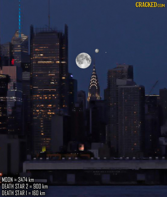 CRACKED COM MOON 3474 km DEATH STAR 2 900 km DEATH STAR 160 km