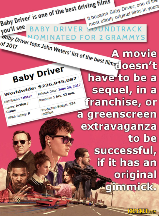 films of driving one Driver, in years of the best Baby films is one Driver It hecame original Baby utterly most see BABY DRIVER OUNDTRACK you'll daby