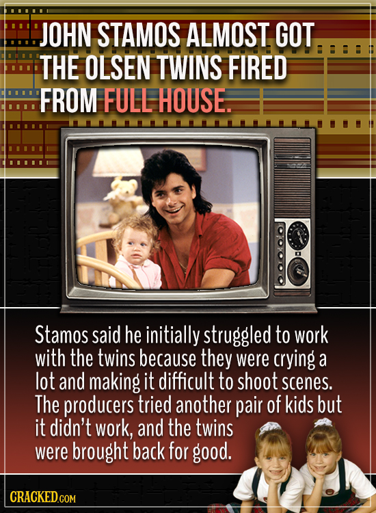 JOHN STAMOS ALMOST GOT THE OLSEN TWINS FIRED FROM FUEL HOUSE. Stamos said he initially struggled to work with the twins because they were crying a lot