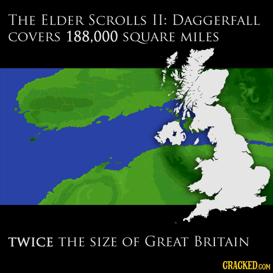 THE ELDER SCROLLS II: DAGGERFALL COVERS 188,000 SQUARE MILES TWICE THE SIZE OF GREAT BRITAIN CRACKED.COM 