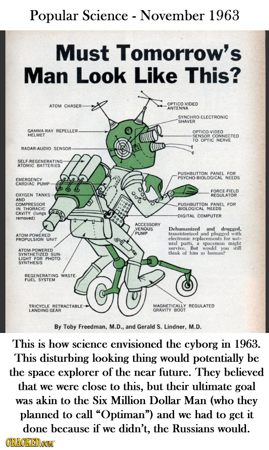 Popular Science -November 1963 Must Tomorrow's Man Look Like This? CHASER- OPTICO-VIDEO ATOM ANTENNA SYNCHRO -ELECTRONIC SHAVER GAMMA- RAY REPELLER. O