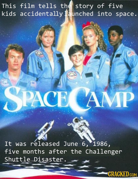 This film tells the story of five kids accidentally launched into space. SPACE PACE AMP It was released June 6, 1986, five months after the Challenger