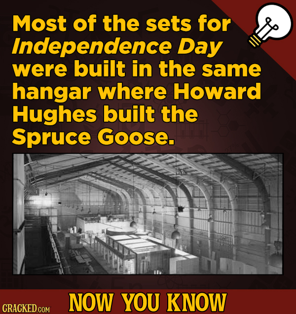 A Fresh Serving Of Trivia About Science, History, Movies, And More - Most of the sets for Independence Day were built in the same