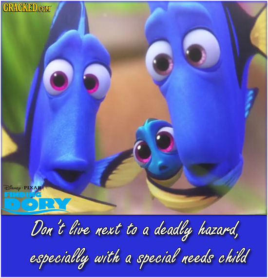 CRACKED CON Disney PIXAR FINDING DORY Don 't live next to a deadly hazard, especially with special needs child a 