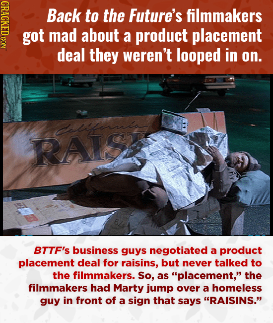 CRACKED COM Back to the Future's filmmakers got mad about a product placement deal they weren't looped in on. olikimi RAIS BTTE'S business guys negoti