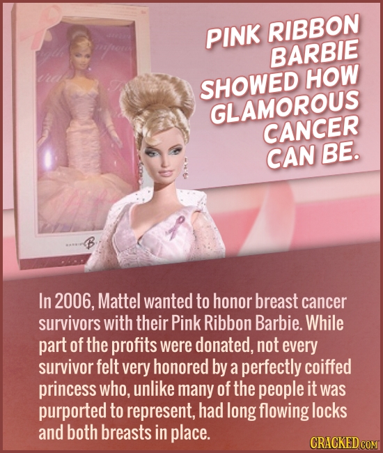 PINK RIBBON wrer BARBIE HOW SHOWED GLAMOROUS CANCER CANCER CAN BE. In 2006, Mattel wanted to honor breast cancer survivors with their Pink Ribbon Barb
