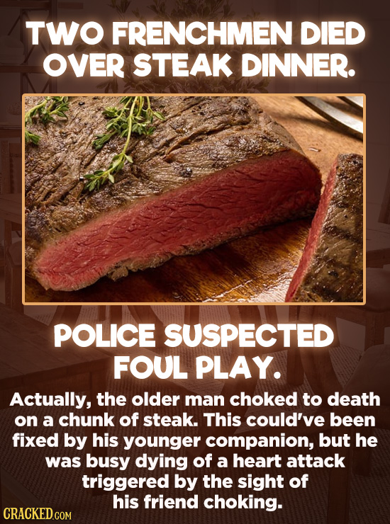 20 Bizarre Crimes You Won't Believe Actually Happened - A neighbor found the bodies of two Frenchmen who seemed to have died during a lavish dinner. W