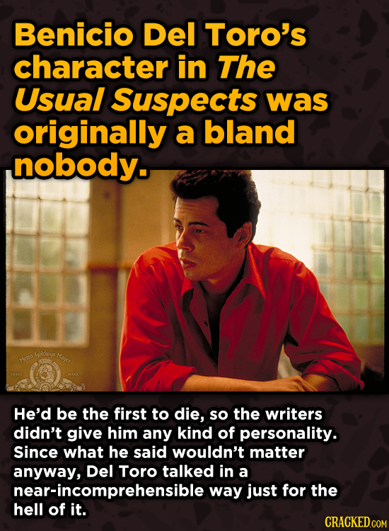 Movie Scenes That Were Supposed To Be Way Different - Benicio Del Toro's character in The Usual Suspect