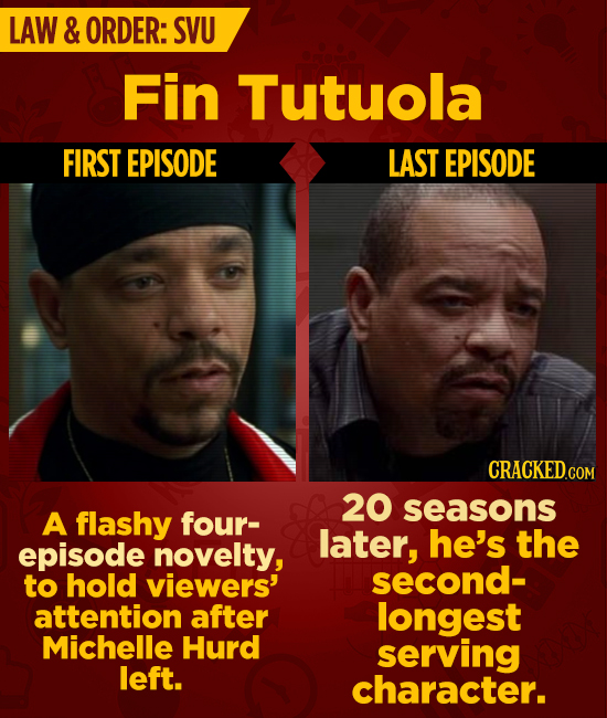 LAW & ORDER: SVU Fin Tutuola FIRST EPISODE LAST EPISODE CRACKED.c COM 20 seasons A flashy four- later, he's the episode novelty, to hold viewers' seco
