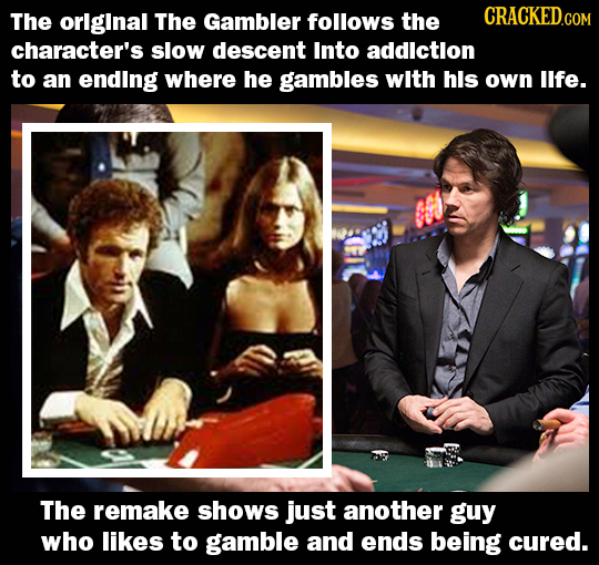 The orlginal The Gambler follows the CRACKED.COM character's slow descent Into addlctlon to an ending where he gambles wIth hls own lfe. The remake sh
