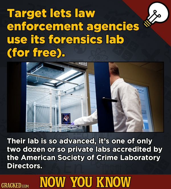 Target lets law 13 Obscure, Cool Chunks Of Movie And General Trivia - enforcement agencies use its forensics lab (for free).