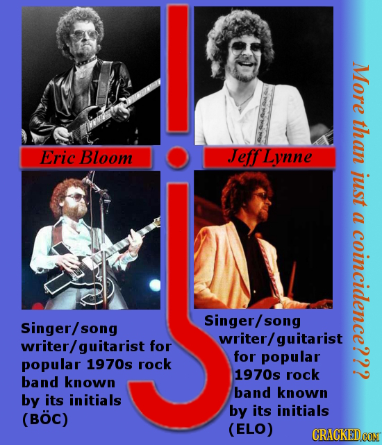 More than Eric Bloom Jeff Lynne just a coincidence??? Singer/song Singer/ song guitarist writer/guitarist writer/ for for popular popular 1970s rock 1