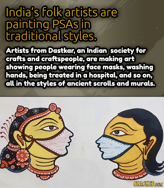 India's folk artists are painting PSAS in traditional Artists from Dastkar, an Indian society for crafts and craftspeople, are making art showing peop