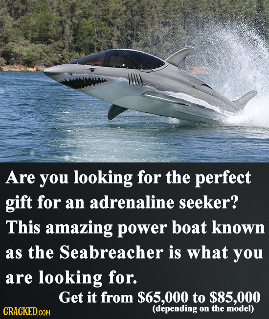 Are you looking for the perfect gift for an adrenaline seeker? This amazing power boat known as the Seabreacher is what you are looking for. Get it fr