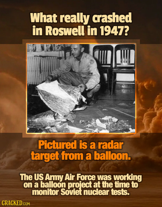 What really crashed in Roswell in 1947? Pictured is a radar target from a balloon. The US Army Air Force was working on a balloon project at the time 