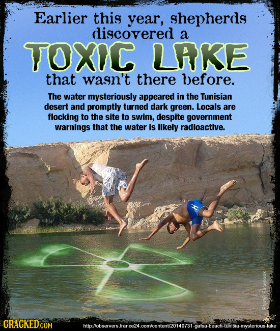 Earlier this year, shepherds discovered a TOXIC LAKE that wasn't there before. The water mysteriously appeared in the Tunisian desert and promptly tur