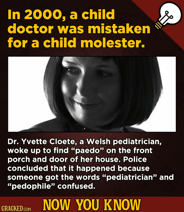 A Big Helping Of Little-Known About Movies (And Other Stuff)In 2000, a child doctor was mistaken for a child molester.