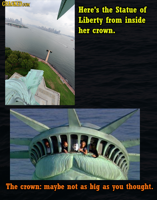 CRACKEDCON Here's the Statue of Liberty from inside her crown. AETTC The crown: maybe not as big as you thought.