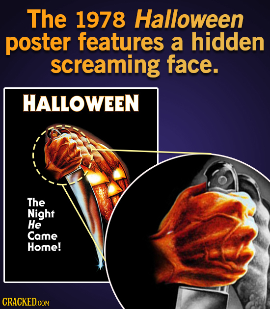 The 1978 Halloween poster features a hidden screaming face. HALLOWEEN The Night He Came Home!
