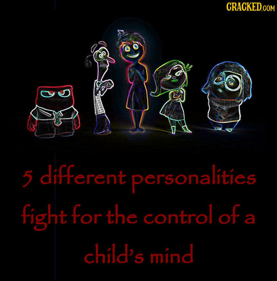 5 different personalities fight for the control of a child's mind