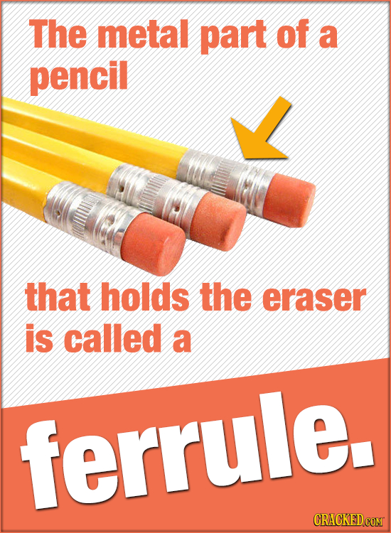 The metal part of a pencil that holds the eraser is called a ferrule.