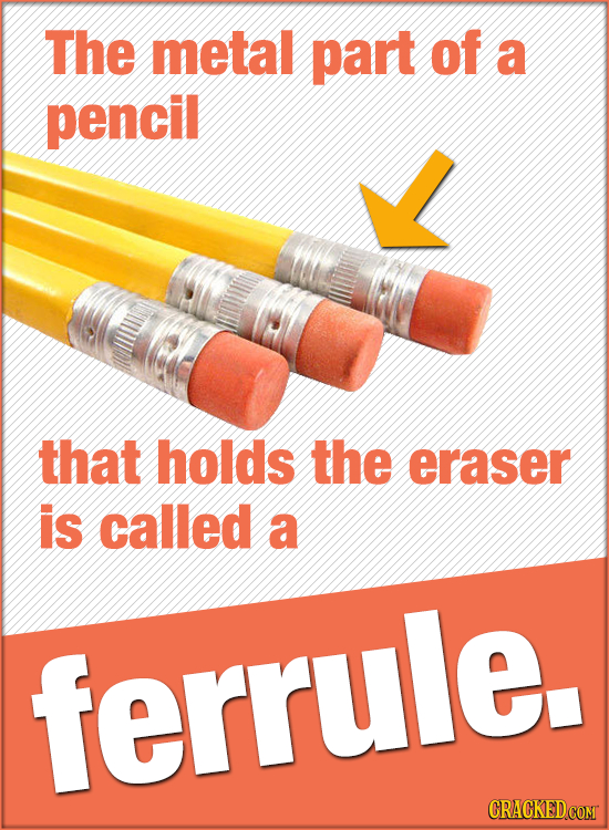 The metal part of a pencil that holds the eraser is called a ferrule. 