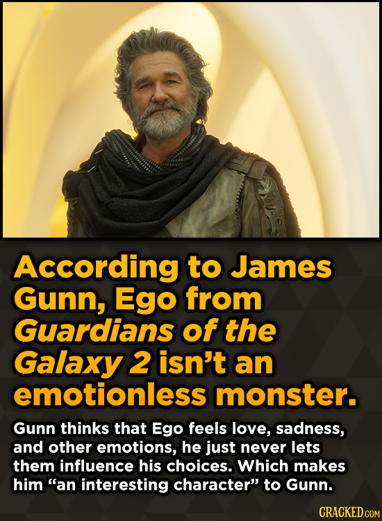 Surprising Revelations About Movies From The People Who Made Them - According to James Gunn, Ego from Guardians of the Galaxy 2