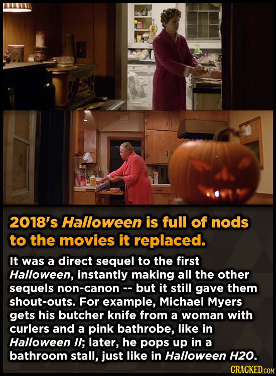 2018's Halloween is full of nods to the movies it replaced. It was a direct sequel to the first Halloween, instantly making all the other sequels non-