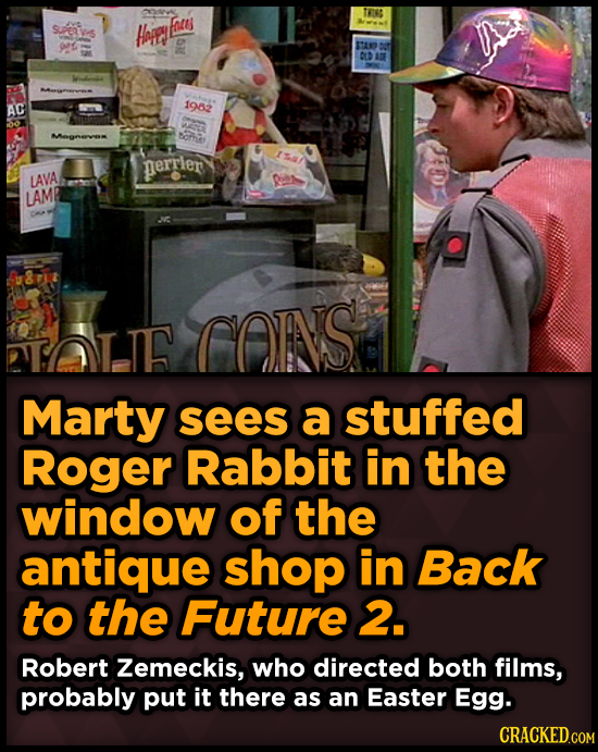 TWIOS Fates SuPeR-s Hape 0 Av 12 OLD AE AC 192 oha perrler LAVA LAMP uit CAINS TAT.TF Marty sees a stuffed Roger Rabbit in the window of the antique s