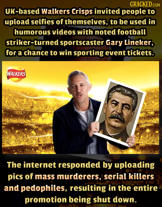 CRACKEDGO COM UK-based Walkers Crisps invited people to upload selfies of themselves, to be used in humorous videos with noted football striker-turned