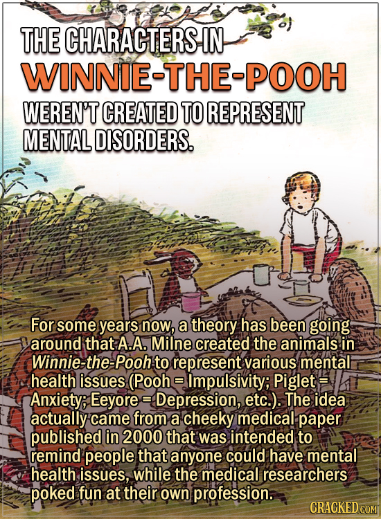 15 Convincing Fan Theories, Debunked - The characters in Winnie the Pooh weren’t created to represent mental disorders. For some years now, a theory h