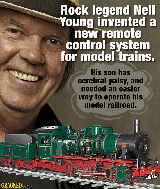 Rock legend Neil Young invented a new remote control system for model trains. His son has cerebral palsy, and needed an easier way to operate his mode