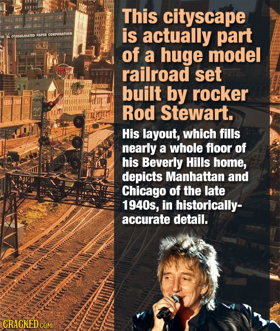 This cityscape is actually part LCONSOLIDATEO PAPER CORPORATION of a huge model railroad set built by rocker Rod Stewart. His layout, which fills near