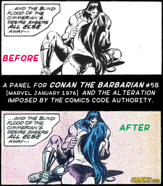 AND THE BLIND FLOOO OF THE CIMMERIAN'S DESIRE SWEERS ALL ELSE AWAY-- BEFORE A PANEL FOR CONAN THE BARBARIAN 58 AND THE AL TERATI