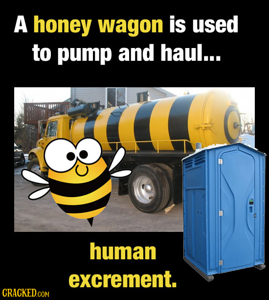 A honey wagon is used to pump and haul... human excrement.