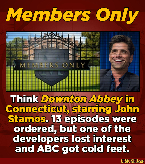 Members Only MEMBERS ONLY Think Downton Abbey in Connecticut, starring John Stamos. 13 episodes were ordered, but one of the developers lost interest