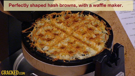 Perfectly shaped hash browns, with a waffle maker.