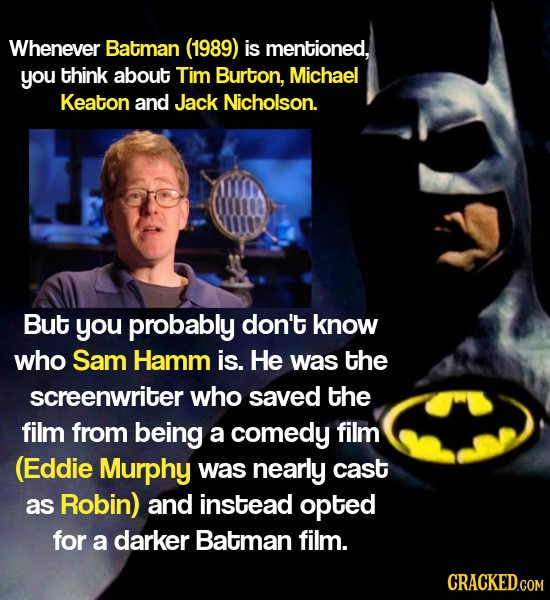 Whenever Batman (1989) is mentioned, you think about Tim Burton, Michael Keaton and Jack Nicholson. But you probably don't know who Sam Hamm is. He wa