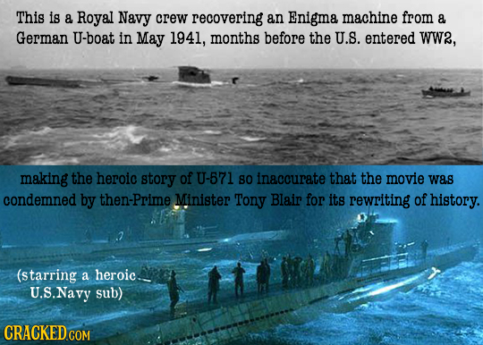 This is a Royal Navy crew recovering an Enigma machine from a German U-boat in May 1941, months before the U.S. entered WW2, making the heroic story o