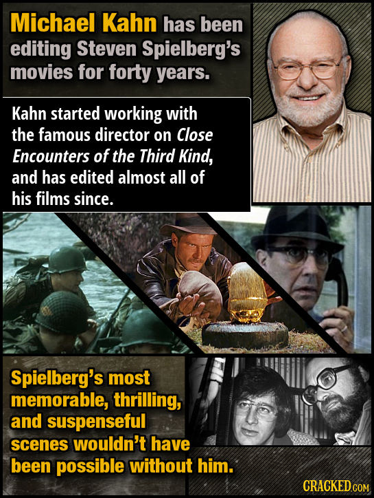 Michael Kahn has been editing Steven Spielberg's movies for forty years. Kahn started working with the famous director on Close Encounters of the Thir