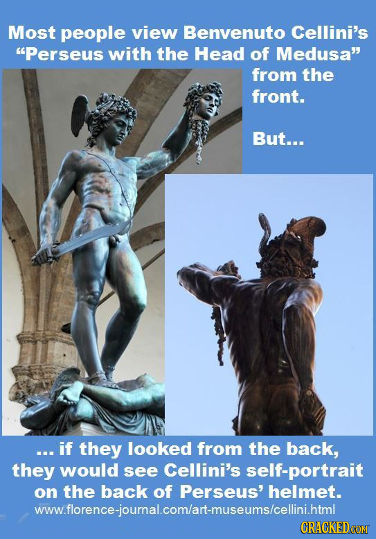 Most people view Benvenuto Cellini's Perseus with the Head of Medusa from the front. But... ... if they looked from the back, they would see Cellini