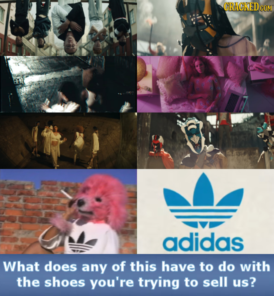 CRACKED G adidas What does any of this have to do with the shoes you're trying to sell us? 